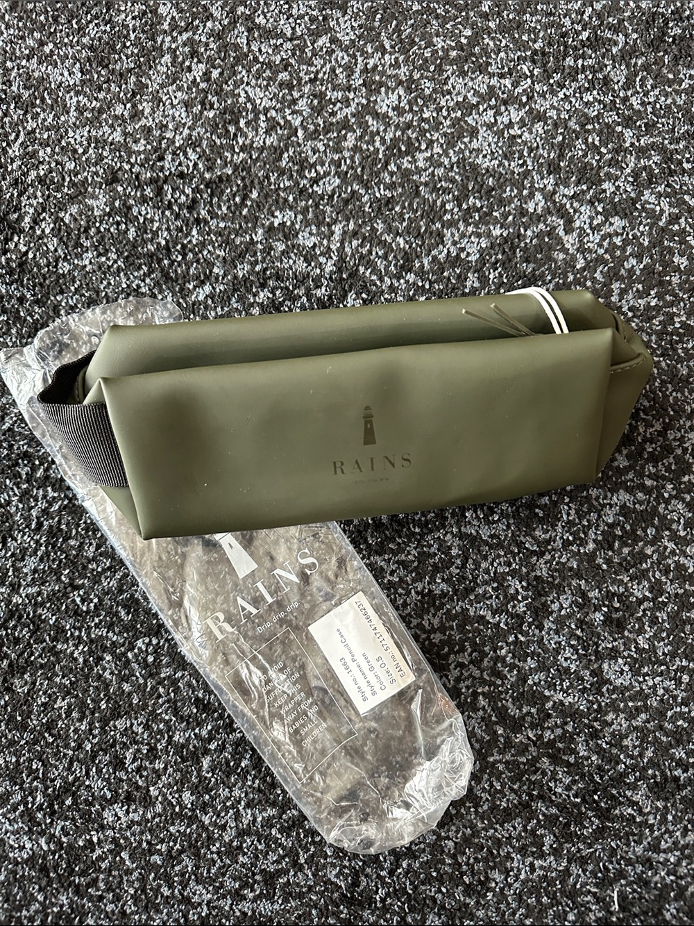 RAINS Olive Green Waterproof Bag